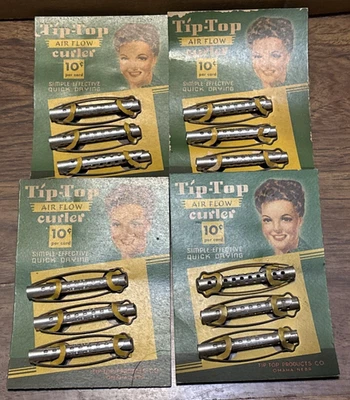 12 rizadores de punta vintage NOS - estilo flujo de aire - 4 tarjetas de 3 Foto 1 de 4