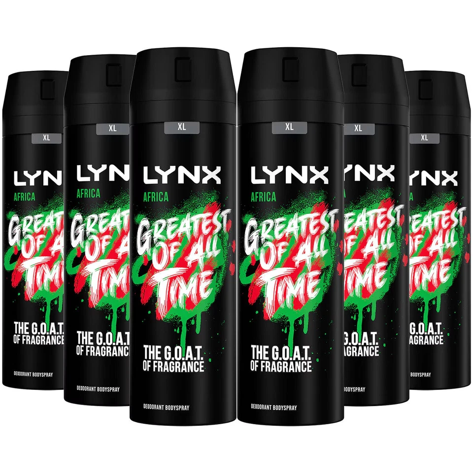 Lynx XL Africa 48H Squeezed Mandarin & Sandalwood Scent Body Spray Deo, 6x200ml
