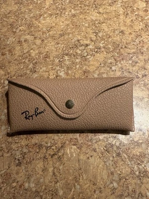 Ray-Ban Eyeglasses Case Brown/tan Leather Snap Button With Cleaning Cloth - image 1 of 3