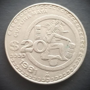 México 1981 ~ Moneda 20 Pesos ~ KM# 486 ~ Jugador de pelota / Jugador de pelota maya - Imagen 1 de 2