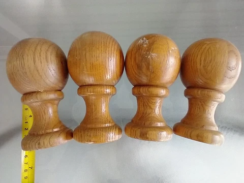 4 Large Vintage Oak Finials 6 Inch Tall X 3 Inch Wide Cover