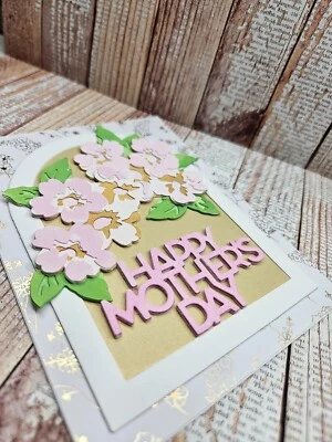 Handmade Greeting Card Keepsake Quality ocbrandy  Mothers Day pink/gold - Image 1 of 2