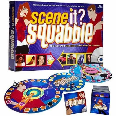 SCENE IT,SQUABBLE,DVD TRIVIA GAME,MUSIC,TV,& MOVIE CLIPS,MEN vs WOMEN,17+,NEW   - Image 1 of 4