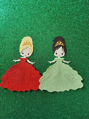 2 Pretty Princess Girl Cartulina Troquelada Vestido de Baile, Corona ver fotos. Foto 1 de 4