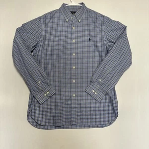 Ralph Lauren 16 34/35 Blue Yellow Plaid Slim Fit Button Up Men's Shirt NWOT - Picture 1 of 7