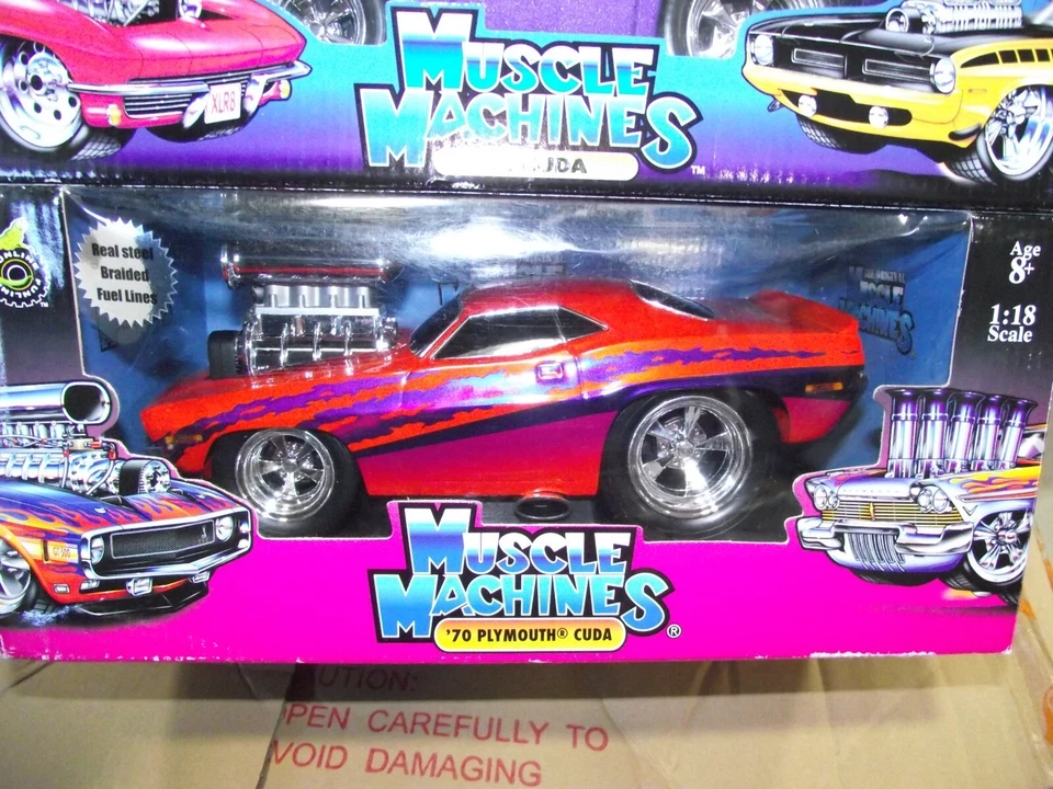Muscle machines 1/18 70 cuda orange w/ graphics NIB - Image 1 of 1