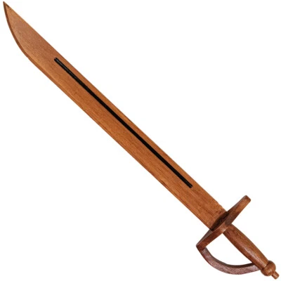 Pretend Play Pirate Stained Beech Wood Practice Wooden Cutlass Sword Roman - Image 1 of 4