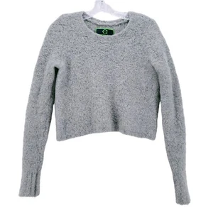 C Wonder Gray Wool Alpaca Sweater Chunky Fuzzy Cropped Size XXS - Picture 1 of 6