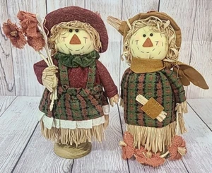 Juego de 2 espantapájaros de fieltro de paja otoño temporada rústico decoración de Halloween 12" - Imagen 1 de 7