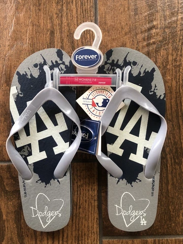 LA Los Angeles Dodgers Logo Flip Flop Sandals Women's Medium Sizes 7-8 New NWT Cover