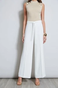 $325 Elie Tahari Tie Front Pant | White | 14 - Picture 1 of 11