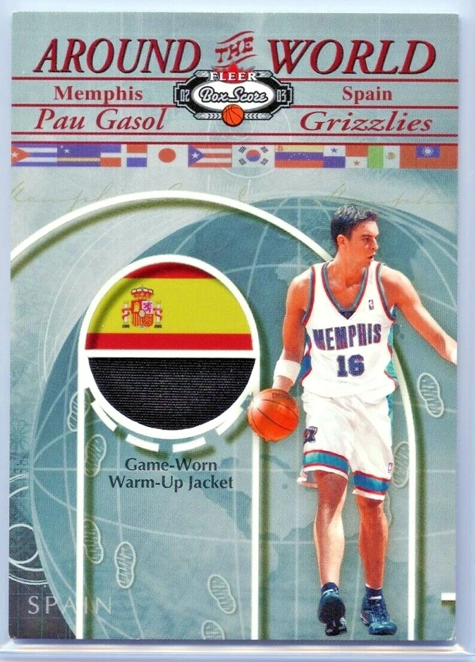 PAU GASOL 2002 Fleer Box Score Alrededor del Mundo ESPAÑA 1ª Edición Chaqueta Reliquia Foto 1 de 1
