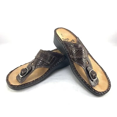 Finn Comfort Phuket Womens 35 D Brown Leather Snake Thong Slip On Sandals Euc - Image 1 of 4