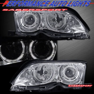 Par de faros proyectores halo dobles versión halógena para 02-05 BMW E46 4 PUERTAS 325i 330i Foto 1 de 2