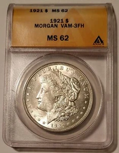 1921 Morgan Silver Dollar VAM-3FH (Now VAM-104) MS62 ANACS - Picture 1 of 4