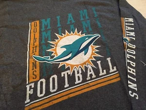 MENS MAJESTIC MIAMI DOLPHINS LONG SLEEVE T SHIRT GRAY MEDIUM M NWT - Picture 1 of 2