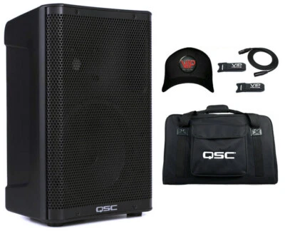 QSC CP8 Active 8" 1000W 2-Way Powered Loud Speaker + Carrying Bag + Cable & Hat - Image 1 of 4