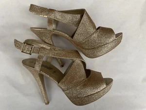 Gorgeous Women's Gold Evening Party Stiletto High Heel Open Toe Shoes UK 7 EU 40 - Picture 1 of 10