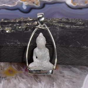 Jade Anhänger, 925er Silber, Edelsteinanhänger (13172), Buddha - Bild 1 von 1