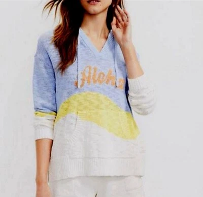 NEW NWT Lou & Grey Sweater Hoodie Women Knit -Aloha- Hawaii Beach Vacation LARGE - Image 1 of 4