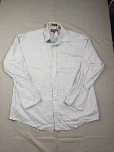 Tasso Elba Shirt Mens Extra Large 17 32/33 Blue Plaid Button Up Luxury Cotton - Picture 1 of 13