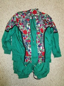 Giacca tuta a vento vintage alta intensità pista pantaloni multicolore grande - Foto 1 di 9