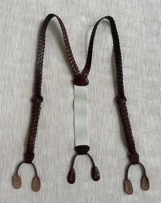 Tirantes Trafalgar Para Hombre Talla Única Cuero Marrón Tejido Baskeweave Botón Foto 1 de 4