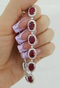 Oval Burma Pigeon Blood Ruby & Diamond 18k 2-Tone Gold Bracelet 24.5 ct Rt $180K - Picture 1 of 8