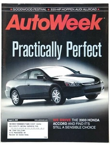 Autoweek Magazine Aug 5, 2002 Honda Accord, Audi Allroad, Volvo XC90, Camry SE - Picture 1 of 6