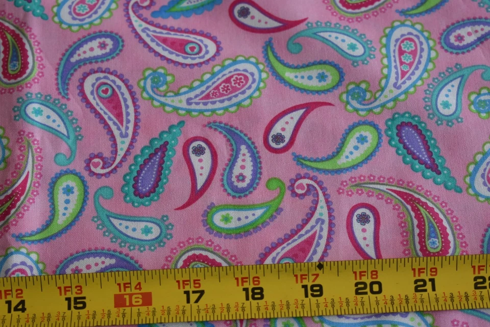 21" Long, Colorful Paisley on Pink Quilt Cotton, Moda/Me & My Sister, N3226 - Image 1 of 4