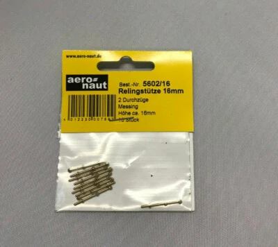 Aeronaut 560216 Relingstütze 16 mm 2 Durchzüge VE 10 Messing Relingstützen - Bild 1 von 2