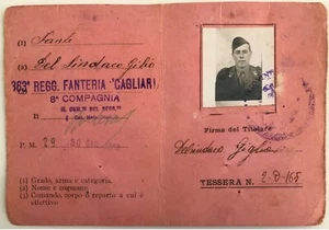 COMANDO VIII° CORPO D’ARMATA 363° REGG. FANTERIA CAGLIARI TESSERA 1943 - Picture 1 of 2