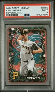 2024 Topps Holiday Baseball Paul Skenes argento glitter RC #H165 PSA 9 - Foto 1 di 2