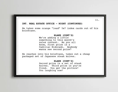 Glengarry Glen Ross Screenplay POSTER! (up to 24 x 36) - Film - Movie - New York - Image 1 of 4