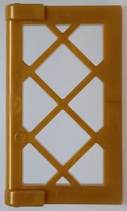 Lego 20x Pearl Gold Window 1 x 2 x 3 Pane Lattice with Thick Corner Tabs - Picture 1 of 1