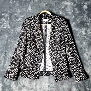 TARGET Womens Jacket Size 8 Grey Black Animal Print Stretch Collared Long Sleeve - Picture 1 of 12