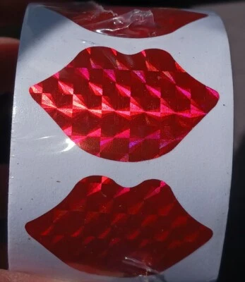 Pegatinas vintage, labios, prisma rojo, en rollo, (BX02-1) rollo sellado, San Valentín  Foto 1 de 4