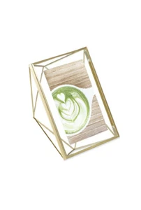 Umbra Prisma Picture Frame, 4 x 6 Photo Display for Desk or Wall, Brass 8x8Frame - Picture 1 of 3