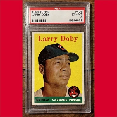 Tarjeta Larry Doby PSA 6 HOF EX-Mt 1958 Topps #424 Cleveland Indians Foto 1 de 3