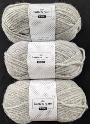 Buttercream Luxe Craft Roving Yarn - Light Grey - 100% Wool - 3 skeins - Image 1 of 4