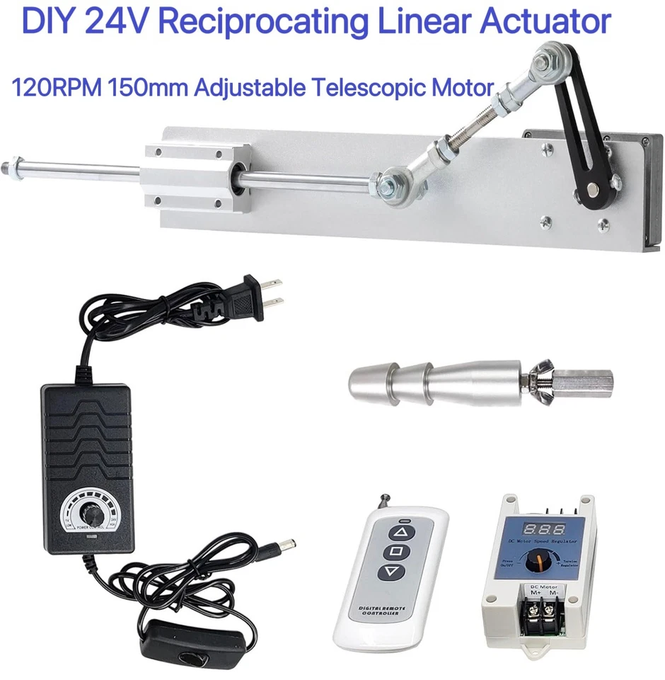 DIY Reciprocating Linear Actuator 120RPM 150mm Adjustable Telescopic Motor(24V) - Image 1 of 4