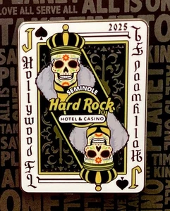 2025 HARD ROCK HOTEL & CASINO HOLLYWOOD FL JACK OF SPADES SUGAR SKULL CARD PIN - Picture 1 of 2