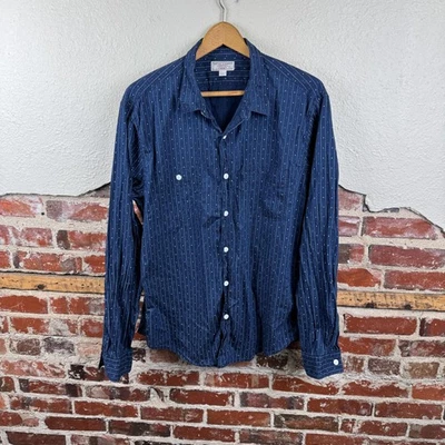 Camisa Wallace & Barnes Para Hombres XL Azul Rayas Abotonada Manga Larga Ropa de Trabajo Foto 1 de 4