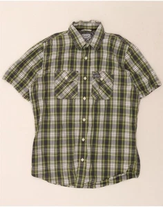 SUPERDRY Mens Short Sleeve Shirt XL Green Check Cotton AO05 - Picture 1 of 3