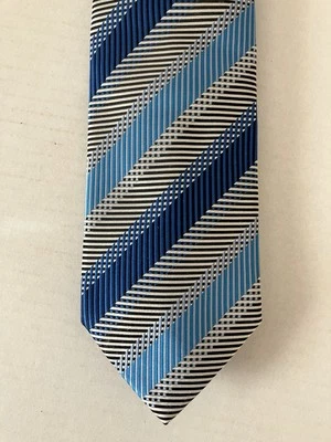 Corbata para hombre Enrico Fertuchie poliéster azul negro blanco rayas 58" Foto 1 de 4