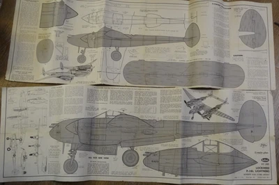 Guillow Lockheed P-38 PLANS /detailed  build article ONLY 40" ws, 30" body, $ 4 - Image 1 of 4