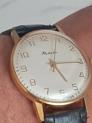Reloj de pulsera vintage para hombre RAKETA, fabricado en la URSS, chapado en oro Au-10 Foto 1 de 4