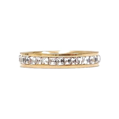 Real 14K Yellow Gold HGE .80CT Pave Cubic Zirconia Eternity Ring Band Size 7.75 - Image 1 of 4