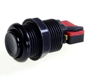 Black Long Length Arcade Game Push Button w/ microswitch Also for Mame and Jamma - Picture 1 of 3