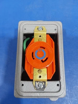 Hubbell Flush Mount Single Receptacle 20A 250V AC W/ APPLETON 3/4" UNILET FDE  - Image 1 of 4